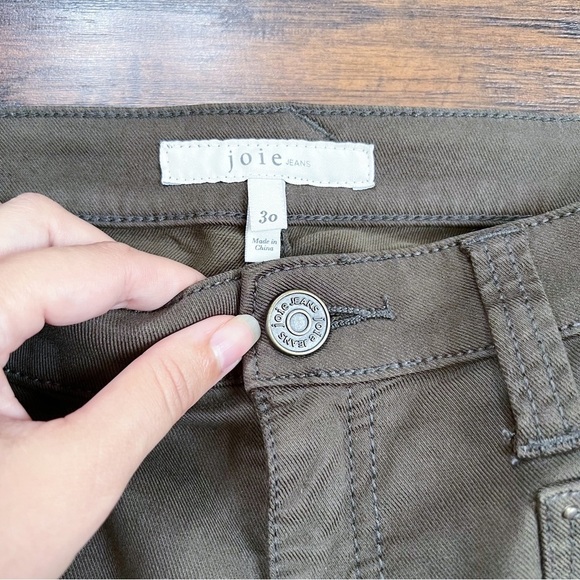 Joie • Hazina Studded Skinny Jeans pants ankle crop zipper Fatigue army green - Picture 6 of 13